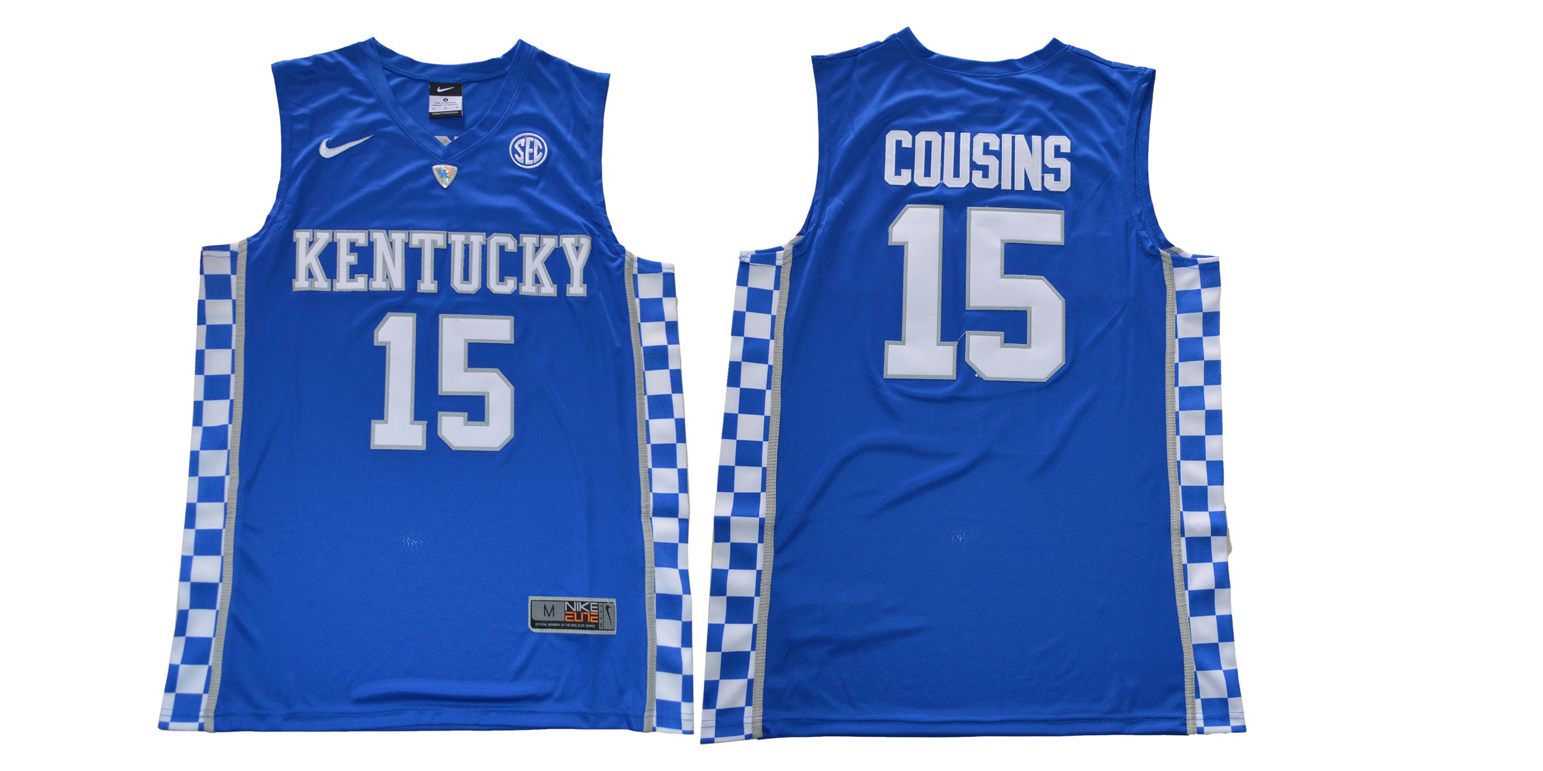 Men Kentucky Wildcats #15 Cousins Blue NBA NCAA Jerseys->->NCAA Jersey